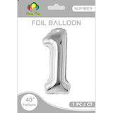 40inch Jumbo Silver Number Foil Balloon 0-9