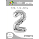 40inch Jumbo Silver Number Foil Balloon 0-9