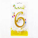Gold Glittery Number Candle, Birthday Candle 0-9