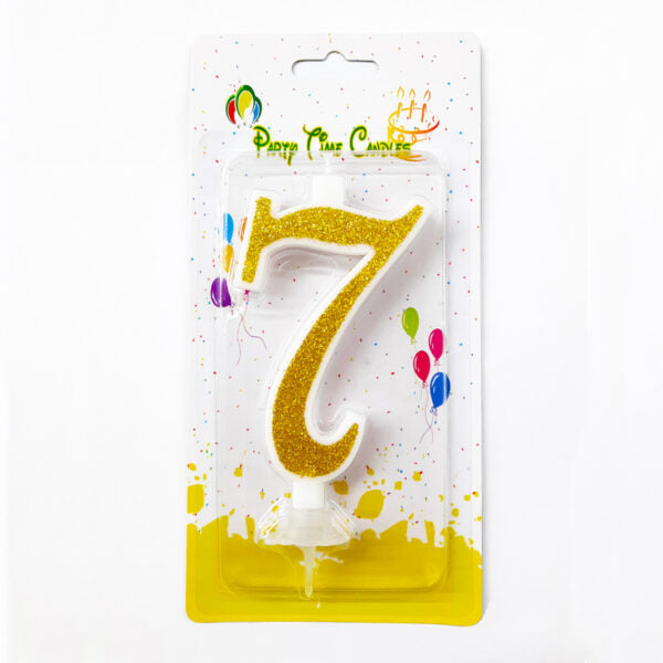 Gold Glittery Number Candle, Birthday Candle 0-9