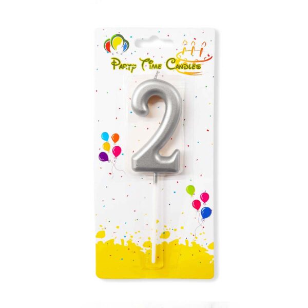 Silver Number Candle, Birthday Candle 0-9