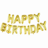 Air-Filled 16″ Happy Birthday Foil Balloon Banner Set – Gold