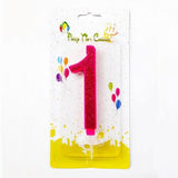 Pink Glittery Number Candle, Birthday Candle 1,2,3