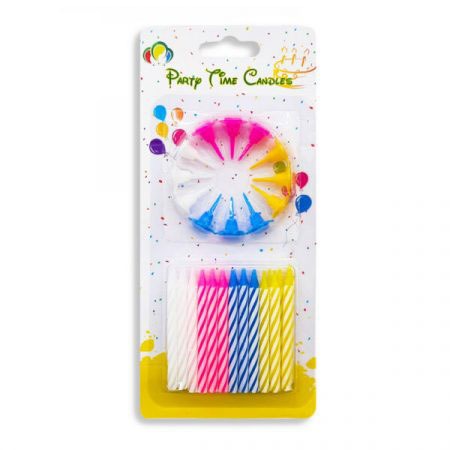12-Pieces Small Spiral Birthday Candle – Multicolor