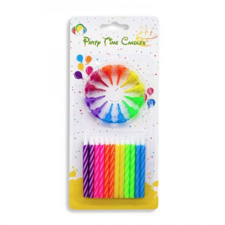 12-Pieces Small Spiral Birthday Candle – Rainbow