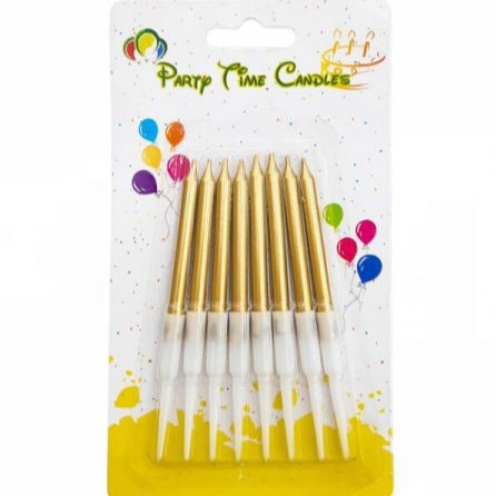 8-Pieces Small Metallic Birthday Candle – Gold