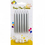 6-Pieces Shiny Birthday Candle – Silver