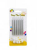 6-Pieces Shiny Birthday Candle – Silver