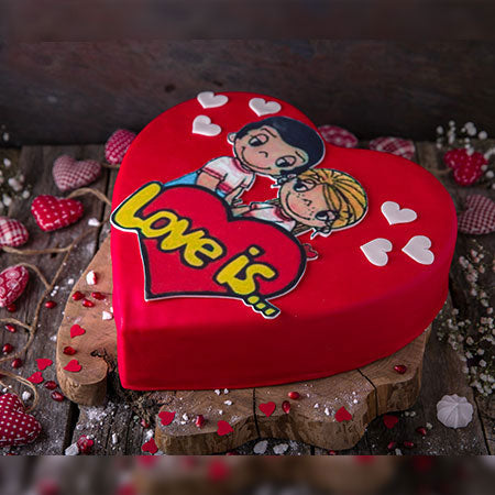 Heart Fondant Cake with picture - 2kg